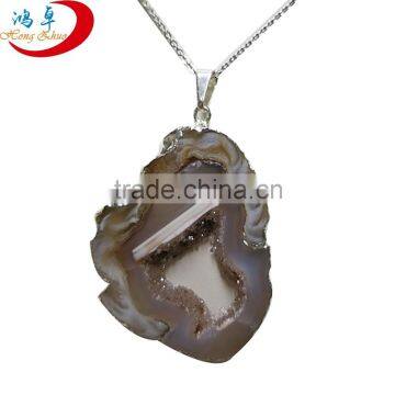 Fashion jewelry Natural quartz stone wholesale agate druzy pendants