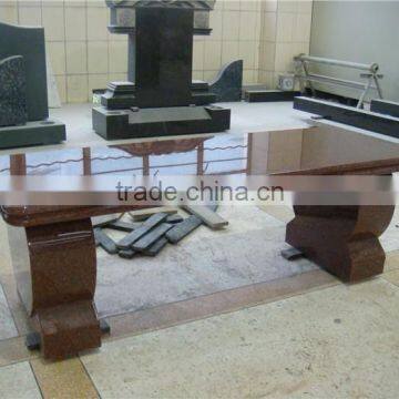 European style red granite bench for tombstones