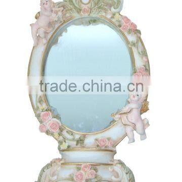 European style oval polyresin free standing mirror
