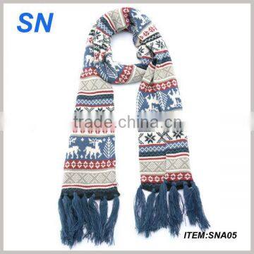 winter fashion long tassel tribal print scarf for women