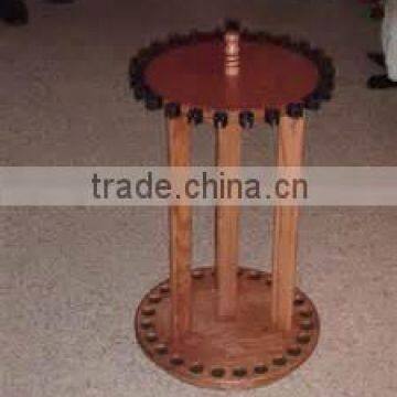 custom store design round revolving wooden fishing rod display rack