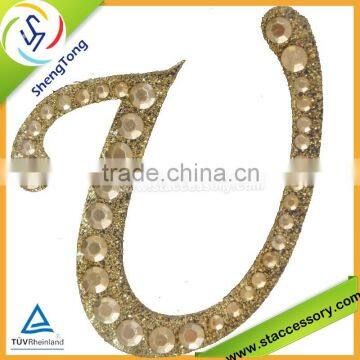 gold color rhinestone transfer motif for garment
