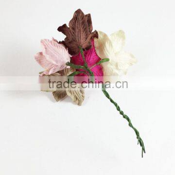 Lily Pink Brown Cream Mixed Handmade Mulberry Paper Flower, Wedding Party, Scrap-booking Crafts, Wholesale photo-3