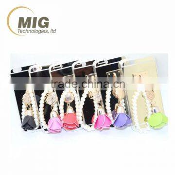 NEW transparent tpu and pc phone case For apple iphone 6S with ring and luxury pearl rose Mobile phone case For apple iphone 6