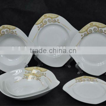 Hot selling S-shape porcelain dinner set with cut decal