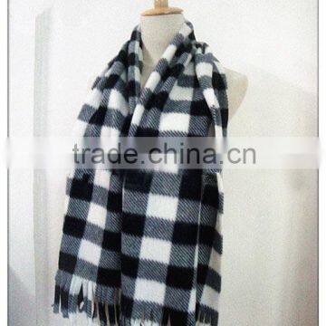 checked winter polar fleece bearded scarf unisex 06