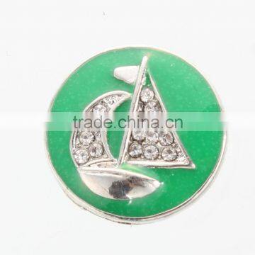 Wholesale Green Enamel Sailboat Snap Button For Interchangeable Jewelry