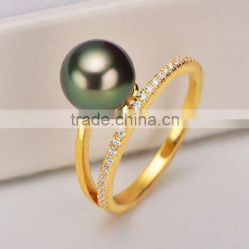 Tahitian Pearl 8-9mm Black Pearl Ring Pearl Jewelry photo-5