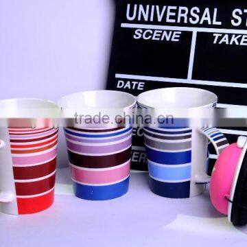 12oz Stripe coffee cup ceramic