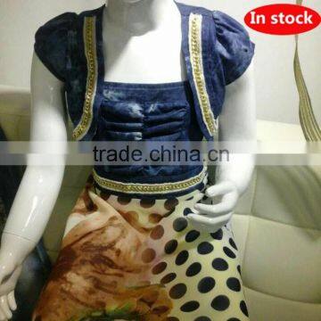 lastest design and fashion chiffon with jean skirt or denim skirt and with low price chiffon long skirt for kids skirt in stock