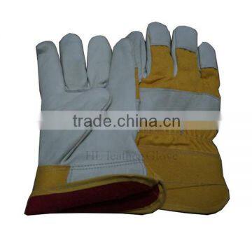 Economy cowskin grain leather palm gloves with Heavy canvas back