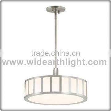 UL Listed Brushed Nickle Hotel Hanging Lamp With Big Drum Shade C40685