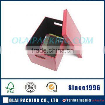 red large capacity leather box for hamper hot sale