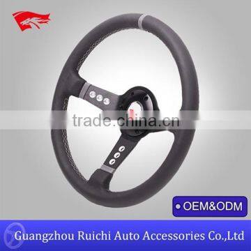 custom drifting steering wheel 330mm deep corn drifting style steering wheel wrapped with genuine leather steering cover