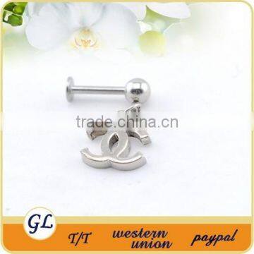 LR01135 Stainless Steel Dangle Cat Lip Ring photo-5