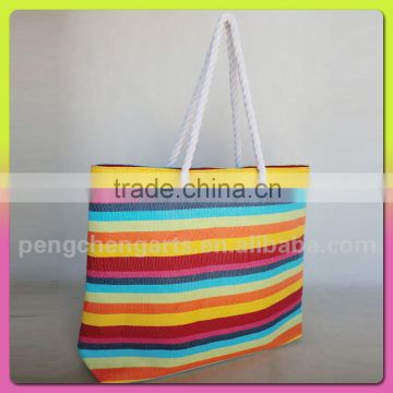 Hot sale cotton and paper straw bag tote women's bag striped bag