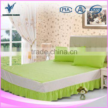 Classic Design Green Ruffled Plain Colors Queen Bed Skirts