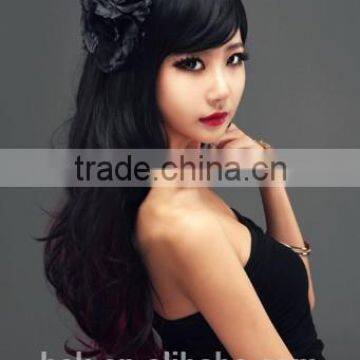 High Quality Hand Tied Machine Made Synthetic Fiber Women's Wig photo-2