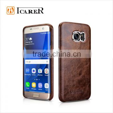 ICARER Oil Wax Real Leather Back Cover Phone Case For Samsung Galaxy S7 Edge