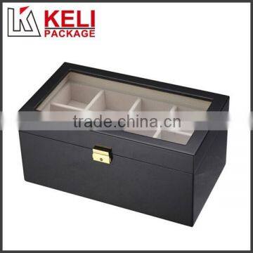 PVC window wooden watch box with compartments