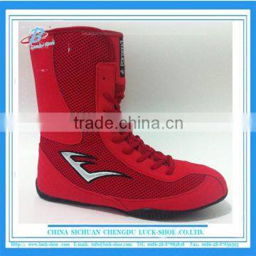 Men's suede leather high top boxing shoes wrestling shoes for custom