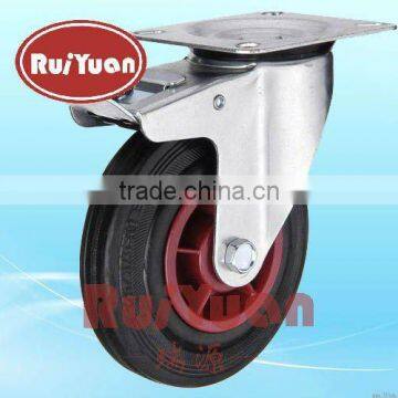 Black Rubber double brake Standard castors industrial