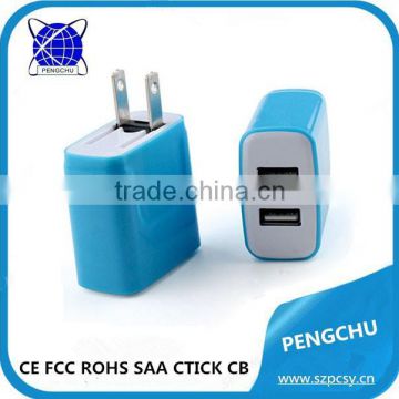 12w 5V 2.4A mini USB charger mobile 2USB ports with ce fcc rohs