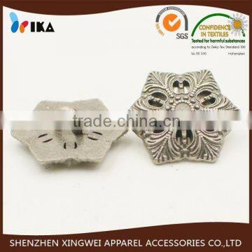 hexagon plating metal alloy shank button for clothing