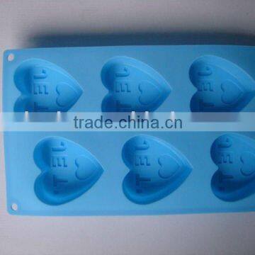 6 cavity heart shaped with letter silicone mould