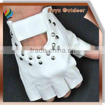 cow split leather gloves with rivet, fringerless, white,offer protection, also allow your hands to keep cool
