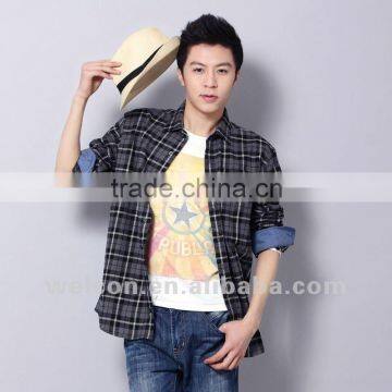 Latest 100% cotton city leisure long sleeve fashion classic plaid casual shirt