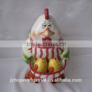 hen ceramic cookie jar with matching nesting salt and pepper shakers