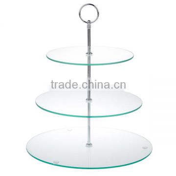 3 Tiers round clear Glass Cake Plate Stand