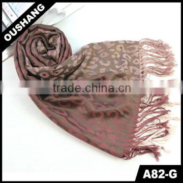 A82-G Lady Rayon Jacquard Leopard Scarf