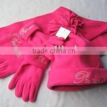 cheap wholesale fleece beanie hat scarf and glove