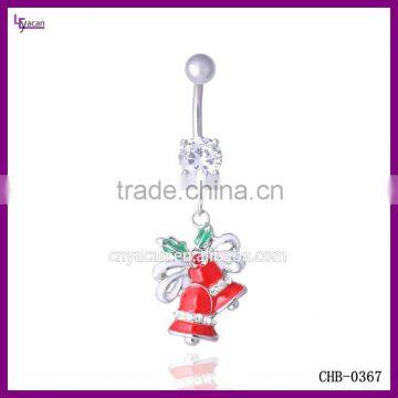 Wholesale 316L Stainess Steel Christmas Double Bell Fake Navel Piercing