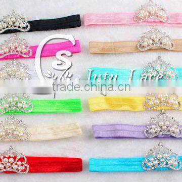 Quality Crystal Rhinestone pearls Crown headband / Bridal Bridesmaid Diamante Tiara head wraps / Headpiece Prom Party Lady Gift