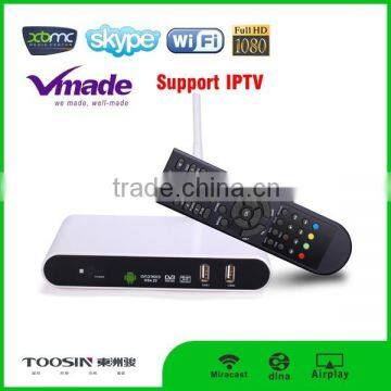 Amlogic 8726 mx A9 4cpu android hybrid set top box 1080p DVB S2 T2 digital satellite receiver