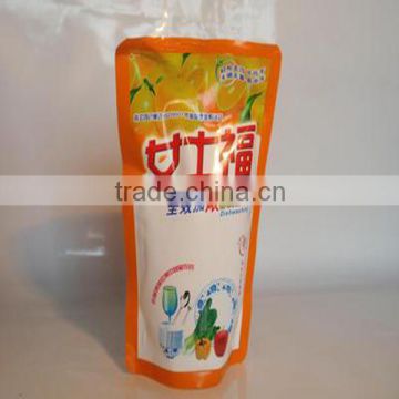 Fruit and vegetable cleaning fluid stand up pouch