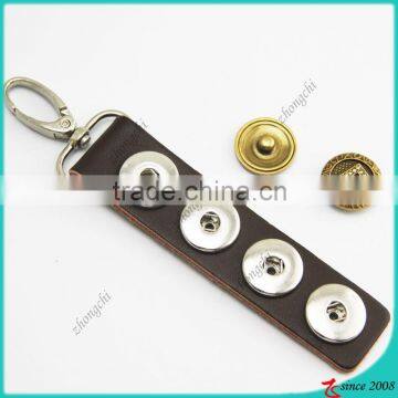 snap button genuine leather key chain