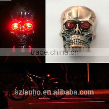 Hot Sale Skull Cycling Bicycle Tail Light 2 LED 7 Modes Laser Bike Rear Lamp