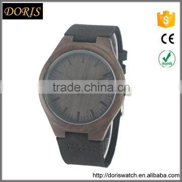 Wholesale Ebony wood design black genuine leatehr straps low MOQ for sale