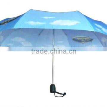 Folding blue sky & white cloudy umbrella