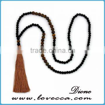 Charms antique wooden beads tassel necklace for lady