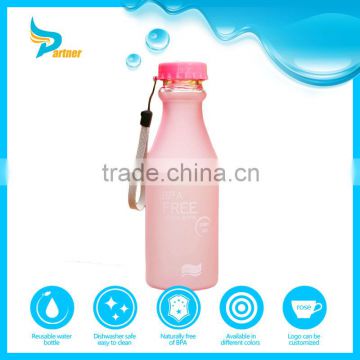 cola shaped bpa free portable fitness plastic water bottle with string