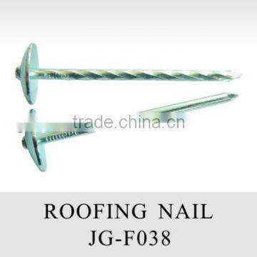 Umbrella head roofing nail with rubber washer