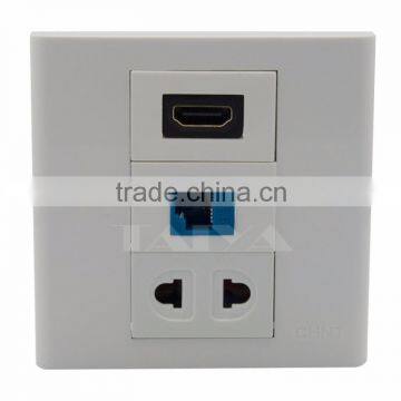 Cat6 rj45, HDMI, AC power wall plate support customization