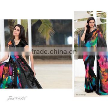 Multi Shaded Georgette Designer Saree