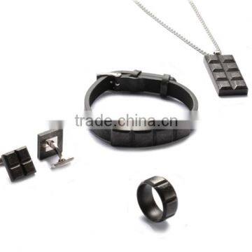 Newest Fashion carbon fiber jewelry set bracelet cufflink ring pendant