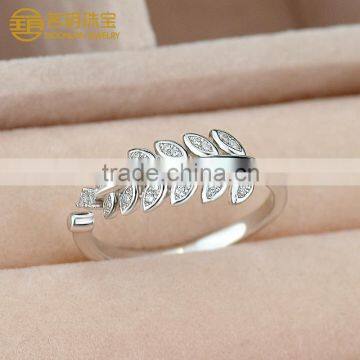 Factory directly wholesale 925 sterling silver lucky leaves gemstone rings